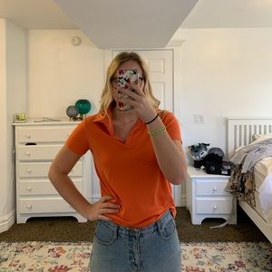 Orange collard short sleeve top